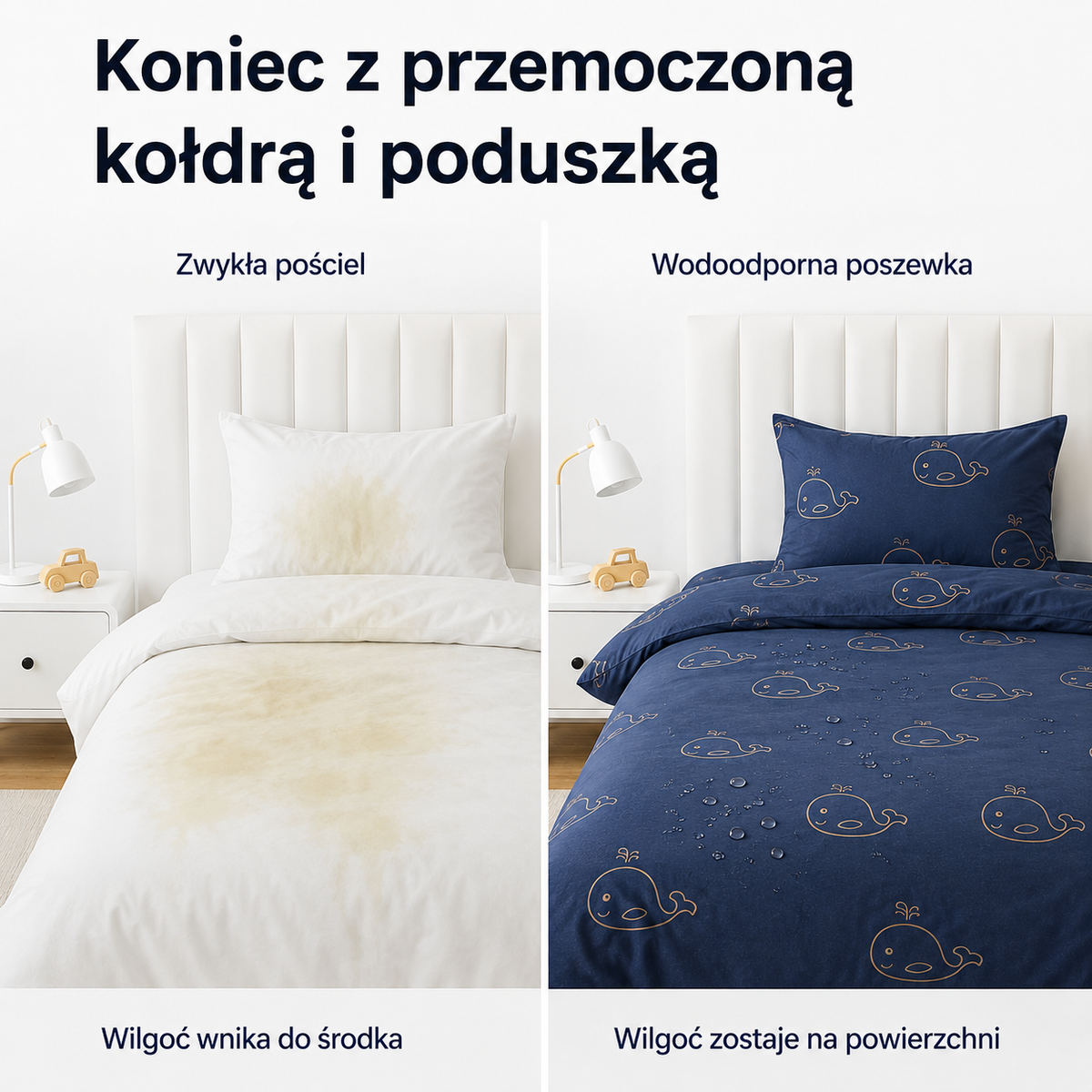 Wodoodporna poszewka na kołdrę i poduszkę